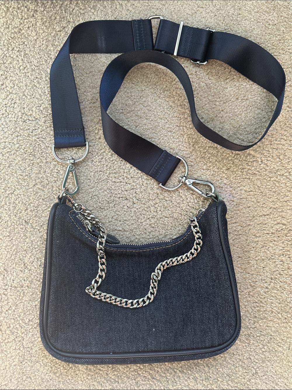 Urban Outfitters Denim Crossbody Bag with Chain Accent